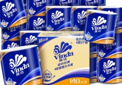 維達(Vinda) 卷紙 藍色經(jīng)典4層140g衛(wèi)生紙巾*27卷（整箱銷售）4層加厚
