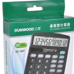 三木 12位大屏幕太陽(yáng)能雙電源桌面計(jì)算器 黑色 837