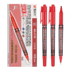 晨光 M＆G 小雙頭記號(hào)筆 MG-2130 細(xì)頭2.0mm，極細(xì)頭0.5mm (紅色) 12支/盒