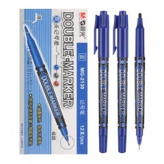 晨光 M＆G 小雙頭記號(hào)筆 MG-2130 細(xì)頭2.0mm，極細(xì)頭0.5mm (藍(lán)色) 12支/盒