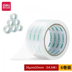 得力30273封箱膠帶55mm*60y*50um(6卷/筒)(高透)