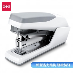 得力省力訂書機學(xué)生用 辦公用加厚省力型訂書器12號訂書釘套裝 外賣用定書機 白色0368
