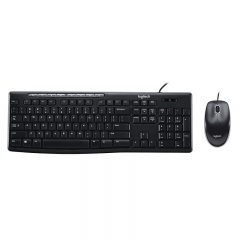 羅技（Logitech）有線鍵鼠套裝 家用辦公USB鍵鼠 薄款電腦鍵盤(pán)鼠標(biāo)套件 MK200