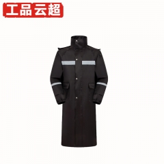 工品云超 加厚牛津布長款雨衣 戶外騎行防汛救災(zāi)應(yīng)急連體雨衣 黑色 均碼【單層輕便款】