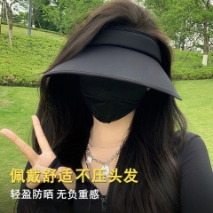 遮陽帽太陽帽 黑色飄帶防風繩 14CM大帽檐
