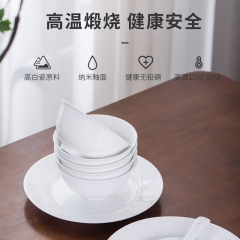景德鎮(zhèn)（jdz）高白瓷簡(jiǎn)約中式餐具套裝6人食 純白色碗碟組合26頭