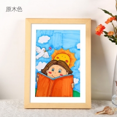 維佳兒童畫(huà)框裝裱簡(jiǎn)易實(shí)木相框原木色 16寸掛墻可放30.5*40.6厘米
