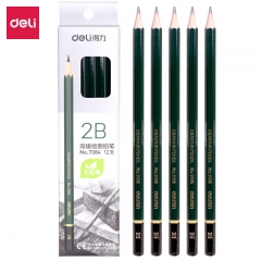 得力(deli) 2B 素描繪圖鉛筆六角學(xué)生鉛筆7084