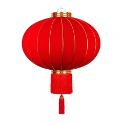 春節(jié)植絨大紅燈籠吊燈新年陽(yáng)臺(tái)大門戶外防水防曬大燈籠絨布發(fā)光