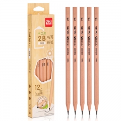 得力（deli） 2B六角筆桿原木鉛筆考試專用素描繪圖鉛筆12支/盒  s909