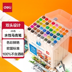 得力(deli)水性馬克筆48色雙頭速干馬克筆  熒光筆記號(hào)筆70816-48