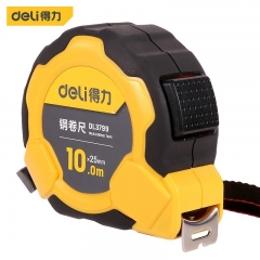 得力（deli）橡塑鋼卷尺伸縮尺盒尺木工測(cè)量尺10mx25mm DL3799