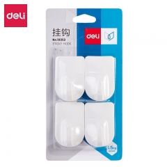 得力（deli）19353強(qiáng)力粘膠掛鉤 掛衣鉤 廚房浴室墻壁免釘門(mén)后掛衣鉤 4只/卡（承重1.5kg）