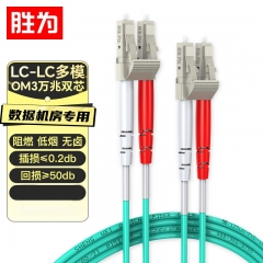 勝為萬(wàn)兆多模光纖跳線LC-LC 3米 OM3-300雙芯尾纖 Φ2.0低煙無(wú)鹵LSZH抗彎曲跳纖光纖線FWOC-1030