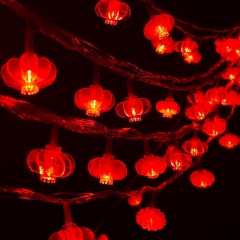 新年裝飾燈春節(jié)過(guò)年led彩燈閃燈串燈紅燈籠喜慶家用氛圍小串燈 10米100燈