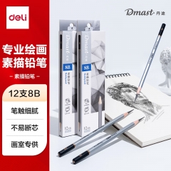 得力(deli)RK3-8B高級美術(shù)繪圖丹途素描鉛筆(混)(12支/盒)