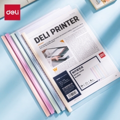 得力(deli)A4透明抽桿文件夾拉桿夾 馬卡龍色系63110
