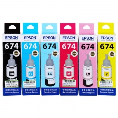 愛普生（EPSON） T674/673 原裝墨水L850 L805 L801 L810 L1800噴墨打印機(jī)6色墨盒墨汁 674BK/Y/M/C/LM/LC  【六色套裝】